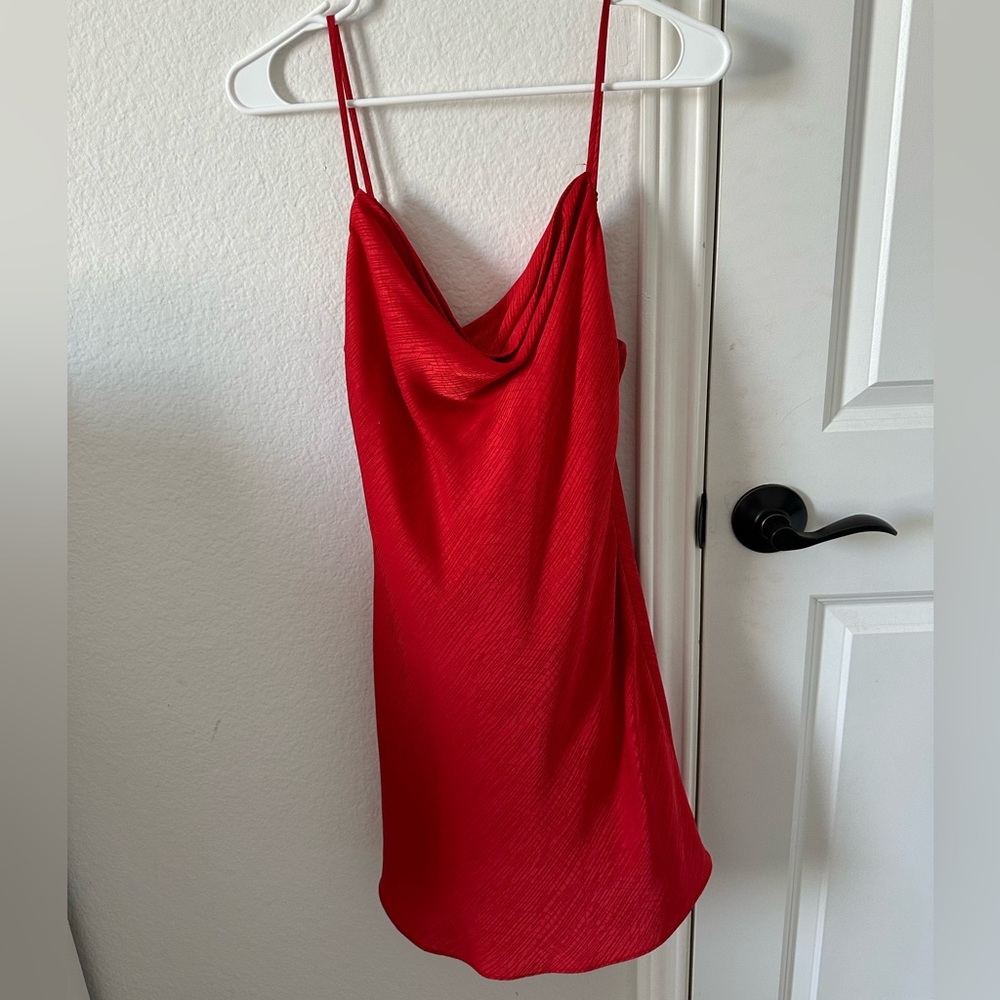 Red mini slip dress